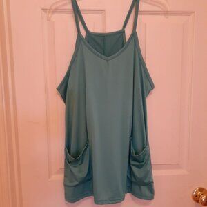 Sporty Teal Pocket Romper Dress